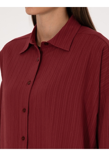 Pierre Cardin Kadın Bordo Gömlek Desenli 50318232-vr014 Bordo