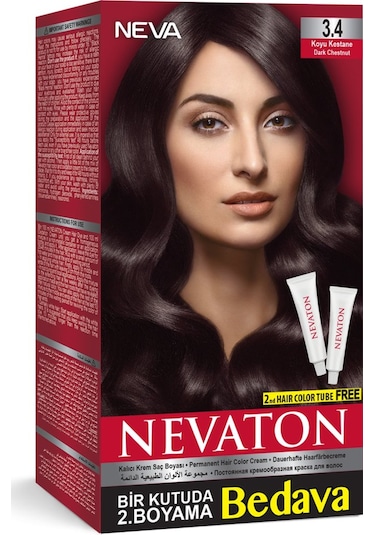 Nevaton Kalıcı Krem Saç Boya sı 3.4 Koyu Kahve