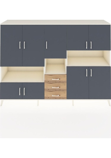 Hyperion Dolap 13 Raflı 3 Çekmeceli 9 Kapaklı 220x44x163 Aytaşı-a Aytaşı-antrasit/çam