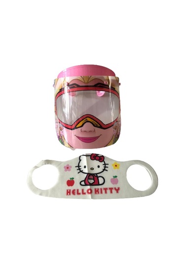 Gürbey Elsa Baskılı Çocuk Siperlik + Hello Kitty Desenli Çocuk Maske