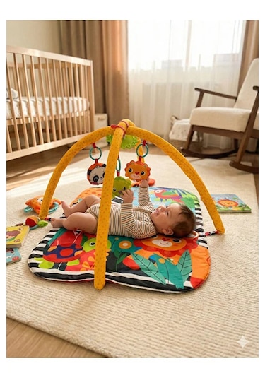 Jungle Play Halısı Bebek Aktivite Halısı Oyuncaklı Oyun Halısı Minderi
