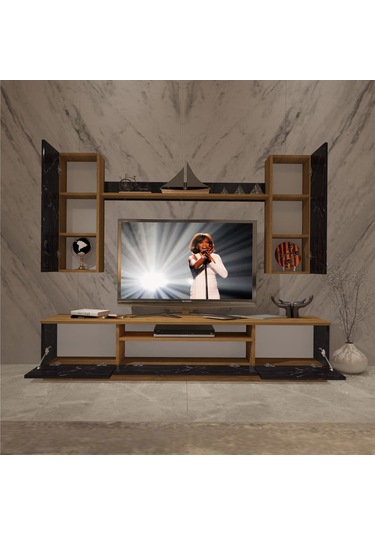 Decoraktiv Trendstyle 5d Mdf Tv Ünitesi Tv Sehpası Pera - Siyah Mermer