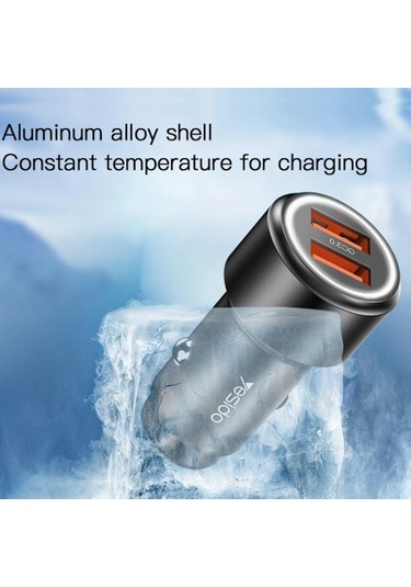 Sones Yesido Y43 Çift Usb Bağlantı Noktalı Araç Hızlı Şarj Cihazı Çakmak 36w Araç Şarj Cihazı