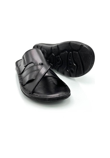 Hakiki Gerçek Deri Erkek Terlik Hafif Terlik Deri G Siyah G Siyah