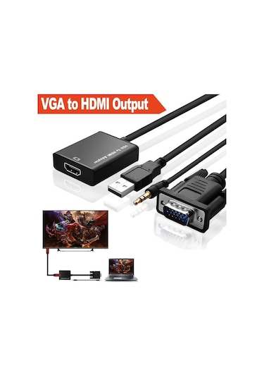 Vga To Hdmi Ses Video Dönüştürücü Çevirici Kablo Converter