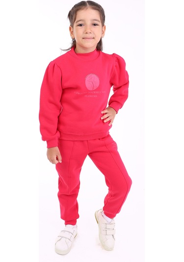 Toontoy Kız Çocuk Baskılı Eşofman Takım Turuncu