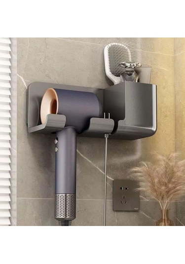 Busstier Saç Kurutma Makinesi Tutucu Banyo Organizeri: Duvara Bej