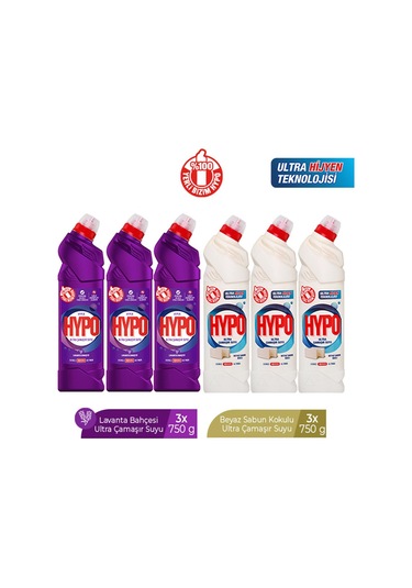 Hyper Hypo Ultra Çamaşır Suyu 3 Lavanta Ve 3 Beyaz Sabun 750 Gr X 6 Adet
