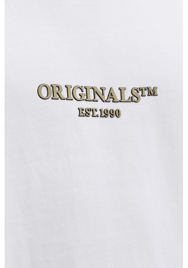 Jack & Jones Erkek Jorıslıngton Bisiklet Yaka Kısa Kollu %100 Pamuk T-shirt 12273157 Beyaz Beyaz