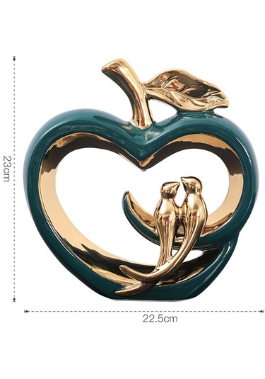 Suntek Modern Seramik Meyve Heykeli Raf Altın Kuşlar Parti El 22.5cmx23cm