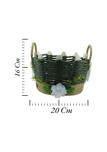 Hasır Sepet Seti Organizer Makyaj Takı Kutusu Komidin Banyo Çok Amaçlı Sepet Haki