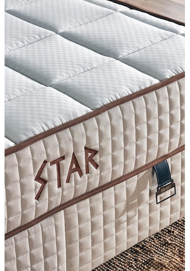 Star Yatak 100x200 Cm Tek Kişilik Nms Yaylı Saten Kumaşlı Full Ortopedik Sert Yatak Krem Bordür