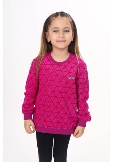 Toontoy Unisex Çocuk Nakışlı Sweatshirt Mürdüm