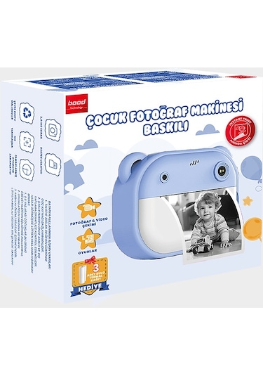 Bood B09QLTYMBH Çocuk Baskılı Fotoğraf Makinesi