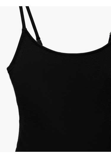 Koton Astarlı Hafif Destekli Dokulu İnce Askılı Fit Mayo Siyah 5sak20016mm Siyah