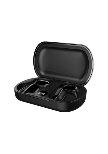 Pazly Springsun Bluetooth 5.3 Kablosuz Tek Kulaklık, Dijital Ekranlı Spor Askılı, Siyah, Şarjlı Mikrofonlu, Hızlı İletim