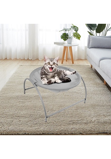 Homyl Şık Yuvarlak Yumuşak Kedi Hamak Uyuyan Gri-file-çanta