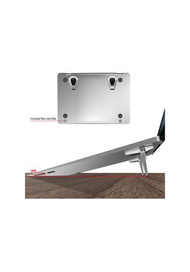 Jeemson Gümüş Gri Çinko Alyuminyum Dizüstü Bilgisayar Tutucu - Katlanabilir Masaüstü Yükseklik Artırıcı Ayaklı Stant