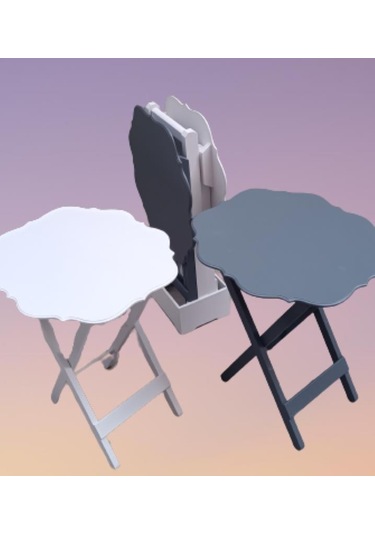 1448bng90090çanta Zigon Sehpa Yonca Dörtlü Model Ahşap Mdf Beyaz Ve Gri Renk Uyum El Yapım