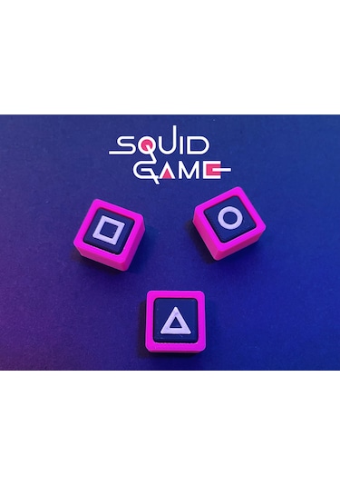 3 Parça Squid Game Geometrik Şekilli Dizi Karakteri Maske Temalı 3 Parça Mekanik Klavye Seti