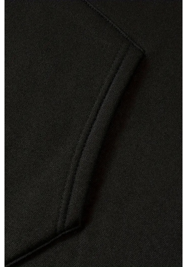 Unisex Siyah İmpossible Baskılı Eşofman Kapüşon- Kışlık Şardonlu Kumaş Siyah