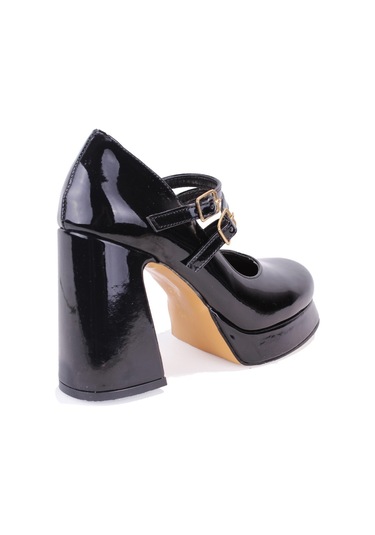 Dagoster Dza07-337566 Siyah Rugan Platform Topuklu Kadın Ayakkabı Siyah Rugan