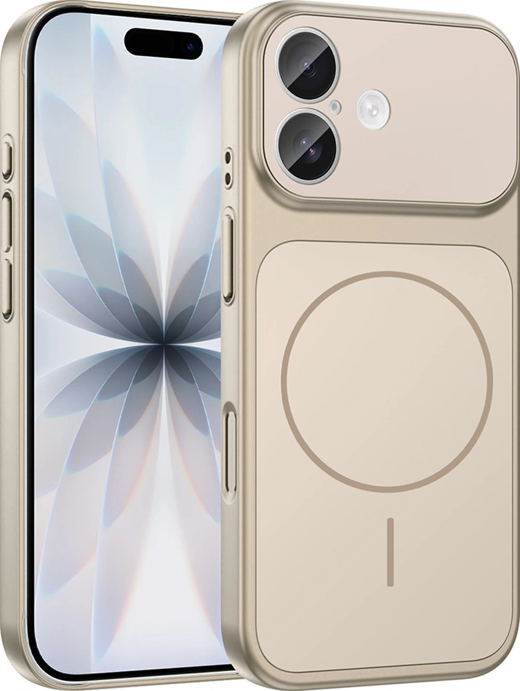 İphone 16 Kılıf M-safe Şarj Özellikli Kamera Korumalı Formen Kılıf Gold