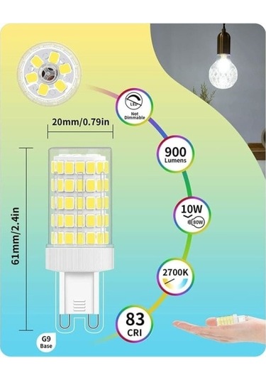 /nn/g9 Led Ampul Soğuk Beyaz, 10w G9 Ampul 6000k, 6'lı Paket