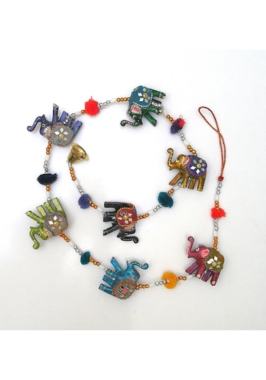 Dekoratif Asmalı Yedili Rengarenk Bereket Filleri Kapı Zilli Kapı Önü Aksesuar Duvar Dekoru Ev Dekorasyon