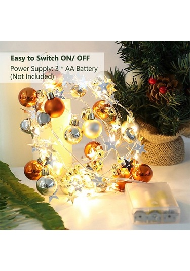 Maoyaya Pil İle Çalışan 2 Metre 20 Led Noel Süs Işığı - Sıcak Beyaz Renk Diğer