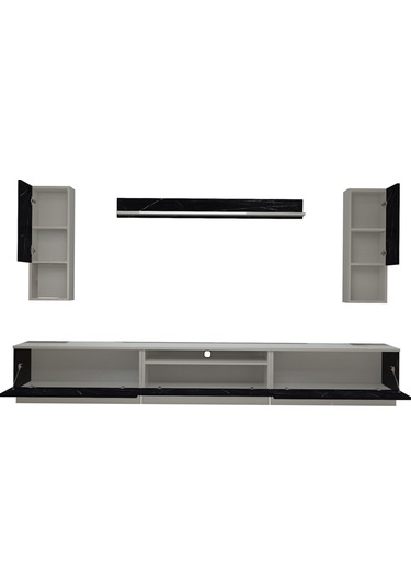 Decoraktiv Trendstyle 270da Mdf Tv Ünitesi Tv Sehpası Beyaz - Siyah Mermer