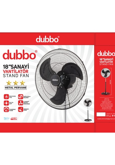 Dubbo 18.ınç.80 Watt 3 Kanatlı Sanayi Tip Vantilatör