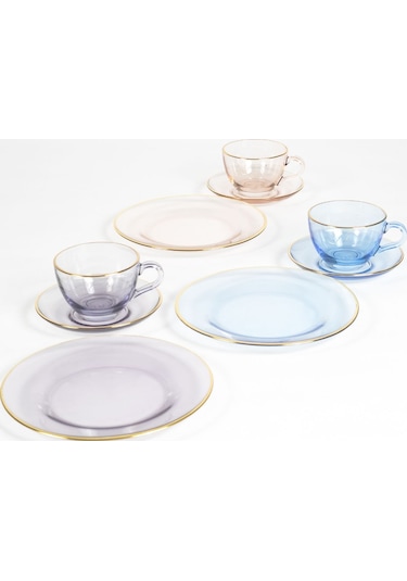 Rakle Five O Clock 6'lı Cam Pasta Tabağı Seti 19 Cm
