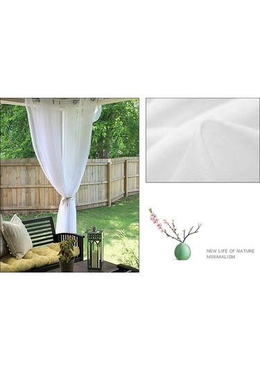 Xindoker Beyaz Tekli Perde - Poliester, Su Geçirmez, Uv Koruyucu, İç/iç Dış Kullanım, 132x183 Cm, Delikli Desen Beyaz