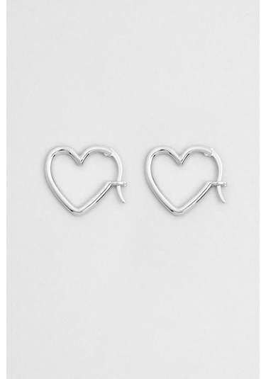 Romantik Kalp 18 Ayar Beyaz Altın Kaplama Gümüş Küpe Beyaz