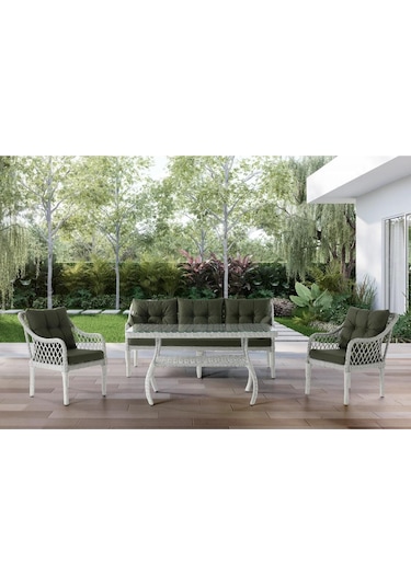 Tu Tienda Alüminyum Hisarönü 3+1+1+masa Rattan Bahçe Balkon Mobilyası,koyu Gri Haki