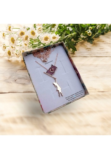 Modahilye 925 Ayar Gümüş Ayyıldız Rozegold Kolye Rose Gold