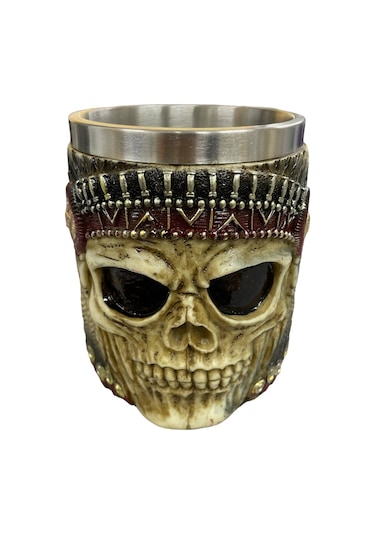 Kuru Kafa İskelet Motifli Paslanmaz Çelik Kupa