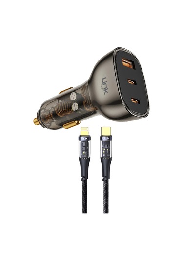 Linktech C507 80w 2xpd 30+20w Type-c To Lightning Usb Araç İçi Şarj Aleti -