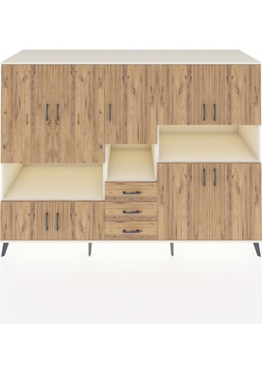 Kronos Dolap 13 Raflı 3 Çekmeceli 9 Kapaklı 220x59x163 Aytaşı-çam Aytaşı-çam