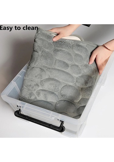 Neevoyu Gri 3d Elmas Desenli Hafıza Köpük Banyo Halısı - Yumuşak, Su Emici, Kayma Engellli - 40x60 Cm Gri