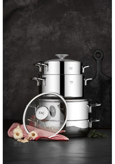 Taç Bengü Pro 8 Parça Çelik Tencere Seti Metal Sap-8091