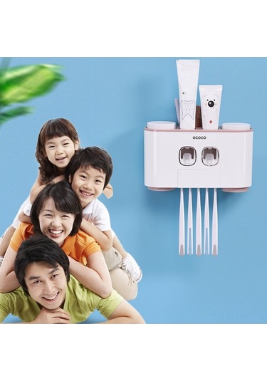 Novahub 5 Yuvalı 4 Bardaklı 2 Diş Macunlu Duvar Askısı, Yapışkanlı Beyaz Pratik Organizatör Mutfak Banyo Organizasyonu İçin İdeal Beyaz