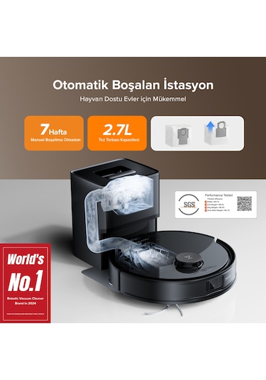 Roborock Q8 Max Pro Plus Akıllı Robot Süpürge Siyah