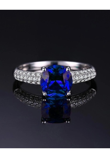 Brezza Lusso Jewelry Safir Taşlı Diamond Yarımtur Tektaş Kadın Gümüş Yüzük 13