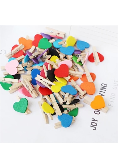 Sarı-50 Adet Mini Aşk Kalp Ahşap Mandal Pinza De Madera Mandal Bois Zanaat Klipler Dıy Elbise Po Kağıt Peg Mandal