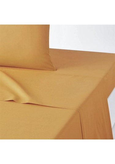 Makiteks Pamuklu Hardal 240x260 Çift Kişilik Lastiksiz Düz Çarşaf