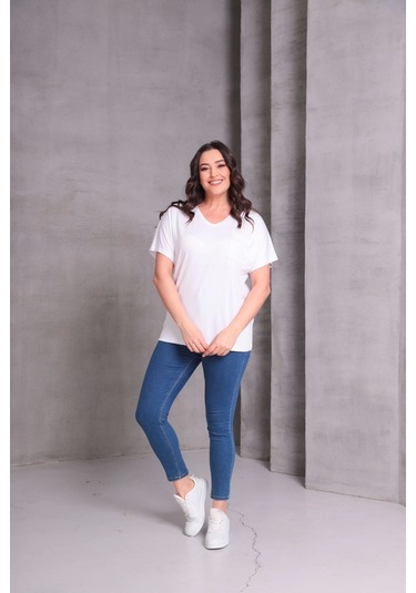 Cepli Basic Bluz Beyaz