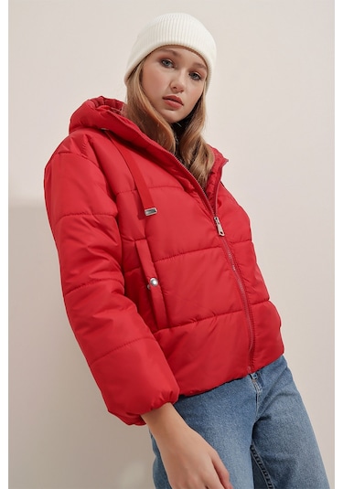 Bigdart 5117 Kapşonlu Şişme Mont - Kırmızı 001
