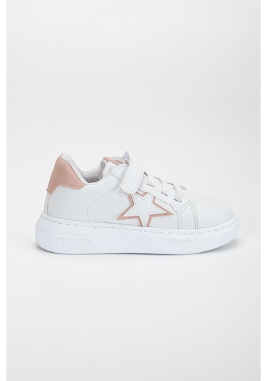 Kız Çocuk Spor Ayakkabı Pudra Cırtlı Yıldız Model Dikişli Taban-3607 Pudra